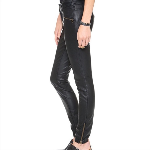 FREE PEOPLE Moto Faux Leather Pants Black Size 6 NWT - Picture 6 of 9